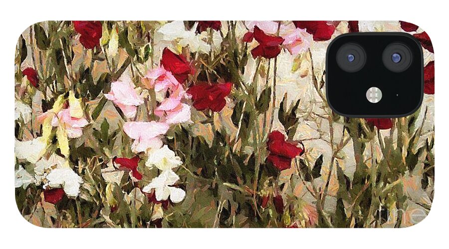 Flowers iPhone 12 Case featuring the painting Sweet Pea Swath by RC DeWinter