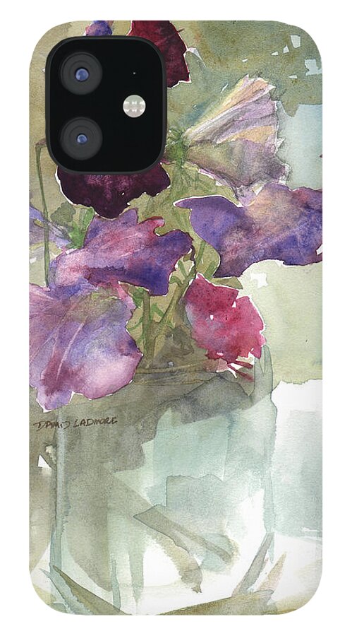 Sweetpeas iPhone 12 Case featuring the painting Sweetpeas 3 by David Ladmore