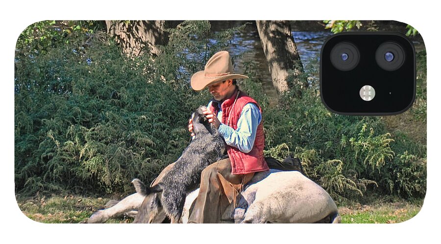 ‬cowboy iPhone 12 Case featuring the photograph Taking A Break by Gary Keesler