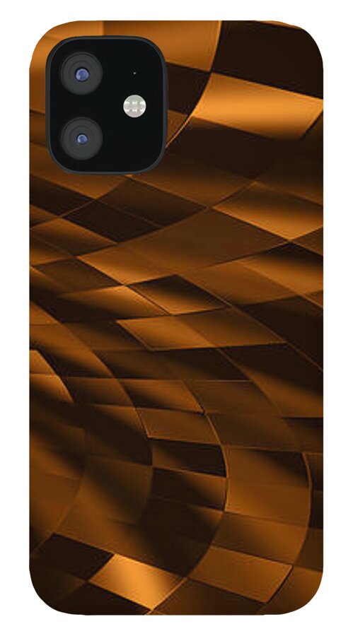 Brown Abstract iPhone 12 Case featuring the digital art Temporal Chessboard by Judi Suni Hall