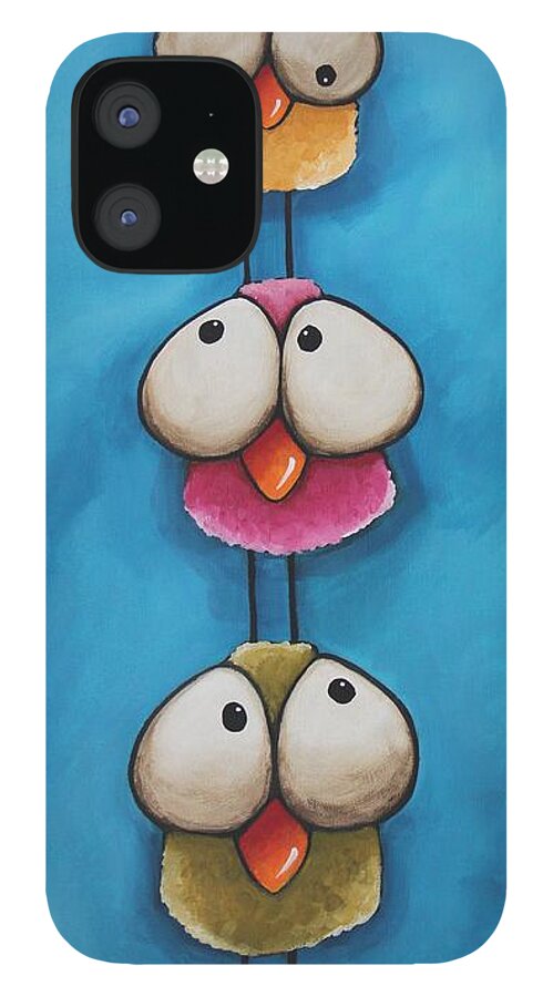Whimsical iPhone 12 Case featuring the painting The bird tower by Lucia Stewart