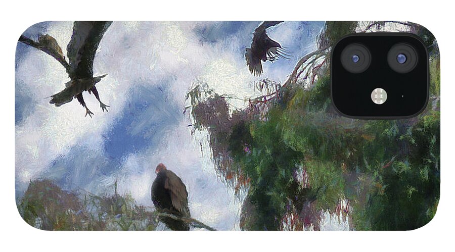  iPhone 12 Case featuring the digital art The Buzzard Tree by Rhonda Strickland