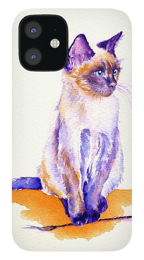 Cat iPhone 12 Case featuring the painting The Catmint Mouse Hunter by Debra Hall