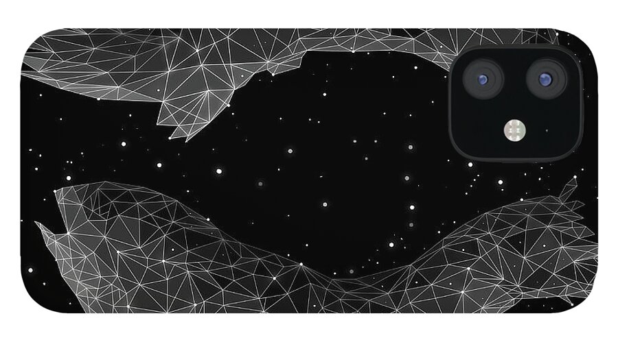 Animal Themes iPhone 12 Case featuring the digital art The Constellation Of Pisces by Malte Mueller