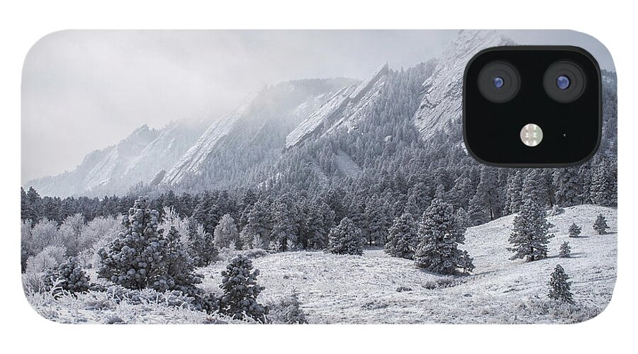 Boulder iPhone 12 Case featuring the photograph The Flatirons - Winter by Aaron Spong