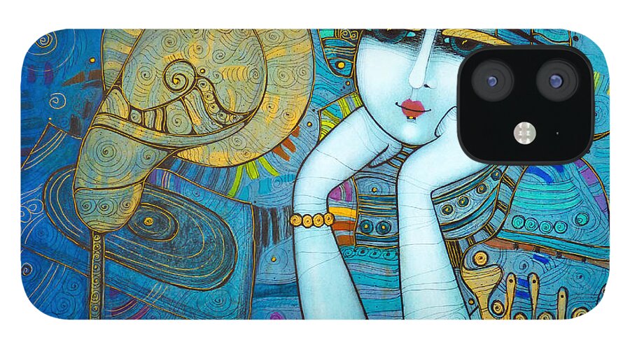 Albena iPhone 12 Case featuring the painting The Gramophone by Albena Vatcheva