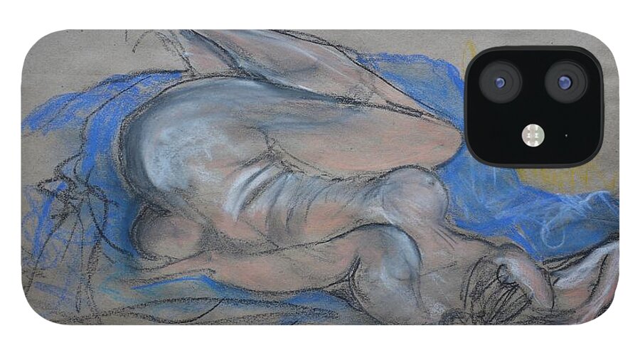 Nude iPhone 12 Case featuring the drawing The Last Pose by Heather Hennick