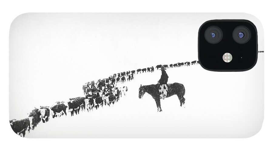 1920s iPhone 12 Case featuring the photograph The Long Long Line by Underwood Archives Charles Belden