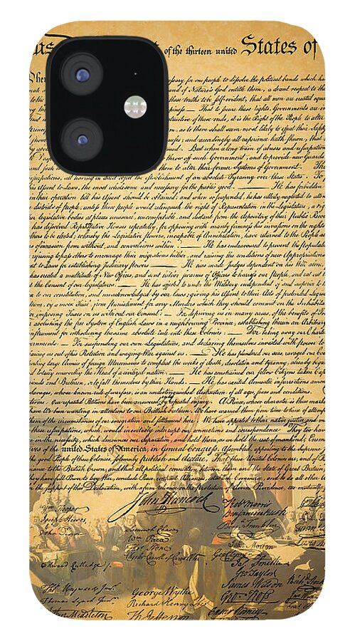 Wingsdomain iPhone 12 Case featuring the photograph The Signing of The United States Declaration of Independence by Wingsdomain Art and Photography