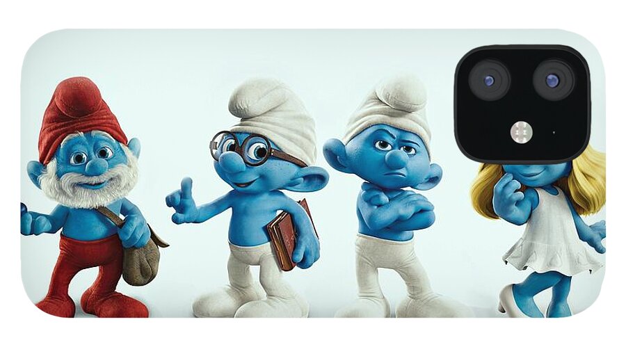 Smurf iPhone 12 Case featuring the digital art The Smurfs Movie by Movie Poster Prints