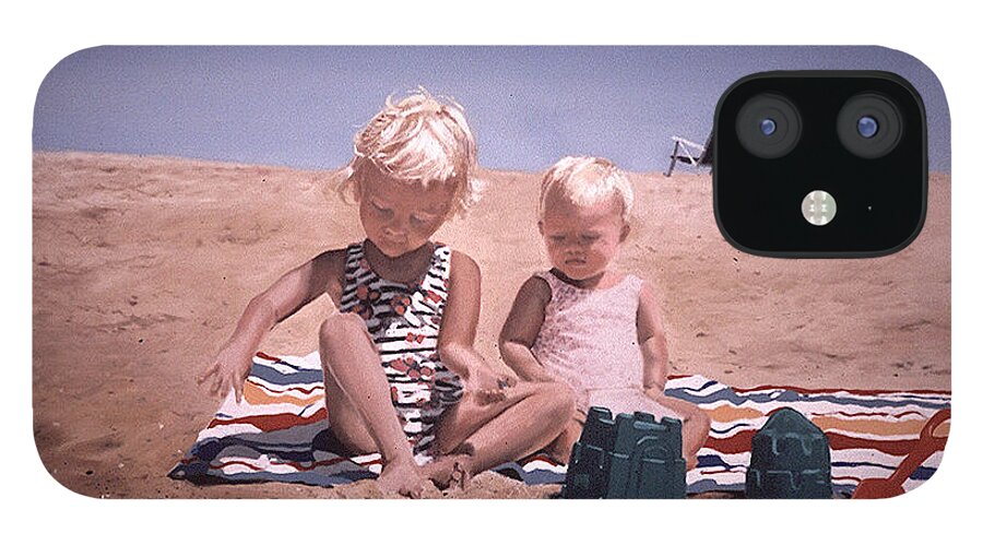The Beach iPhone 12 Case featuring the painting The Two Sisters by David Zimmerman