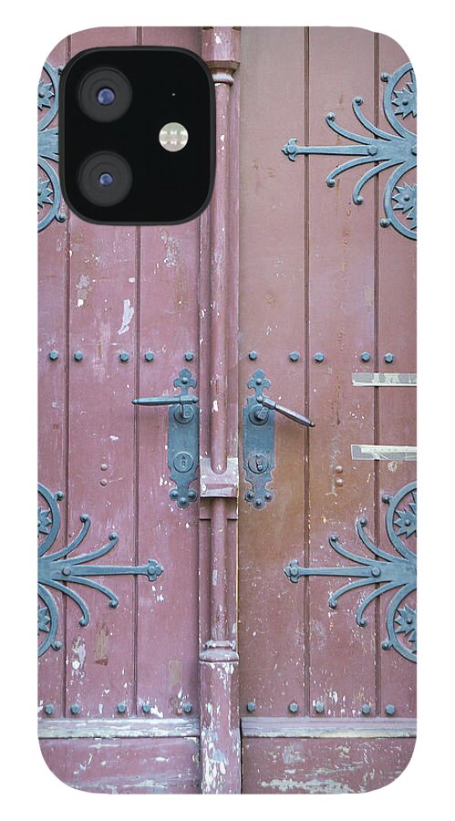 Arch iPhone 12 Case featuring the photograph The Vintage Brown Wooden Front Door Of by Bogdan Khmelnytskyi