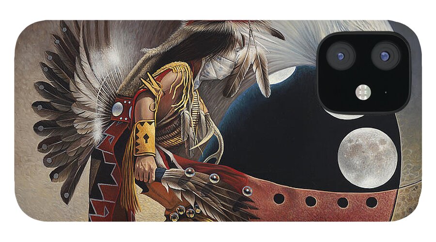Native-american iPhone 12 Case featuring the painting Three Moon Eagle by Ricardo Chavez-Mendez