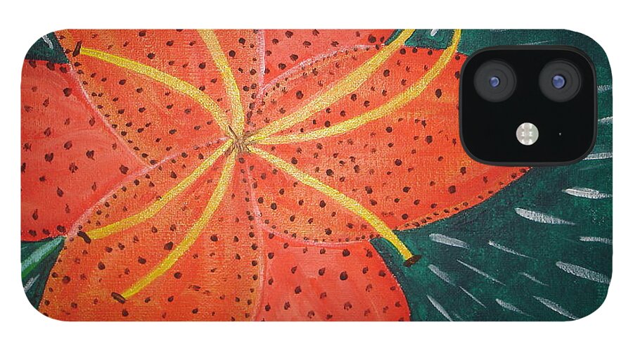 Tiger Lily iPhone 12 Case featuring the painting Tiger Lily by Angie Butler