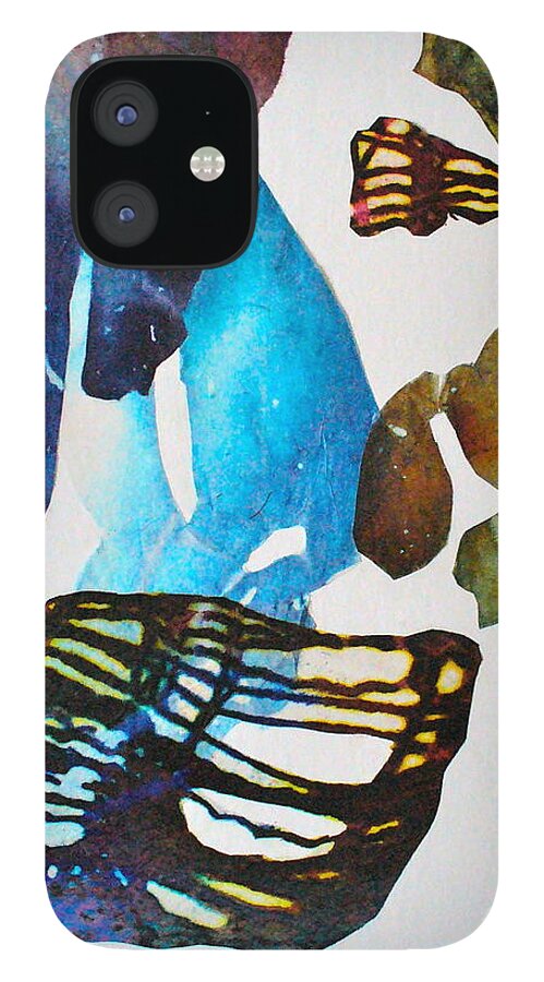Abstract iPhone 12 Case featuring the painting Time Warp by Mary Sullivan