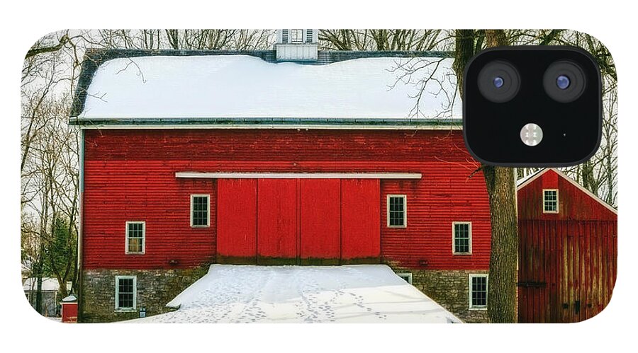 Barn iPhone 12 Case featuring the photograph Tinicum Barn in Winter II by Debra Fedchin