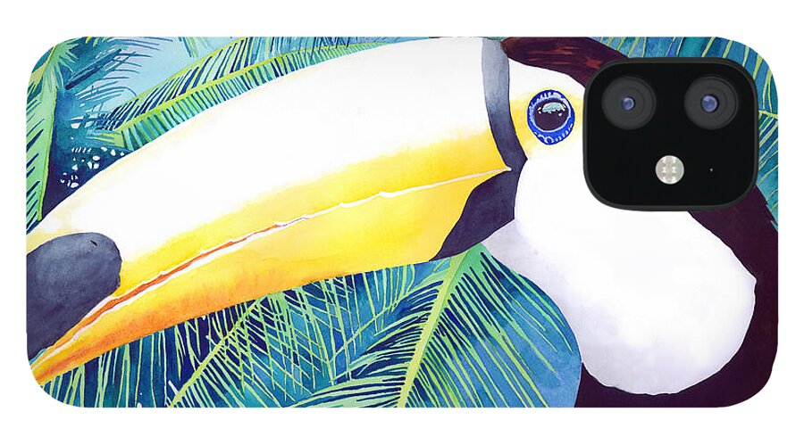Toucan iPhone 12 Case featuring the painting Toucan by Pauline Walsh Jacobson