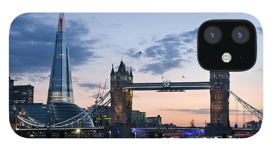 Gothic Style iPhone 12 Case featuring the photograph Tower Bridge And The Shard Skyscraper by Dynasoar