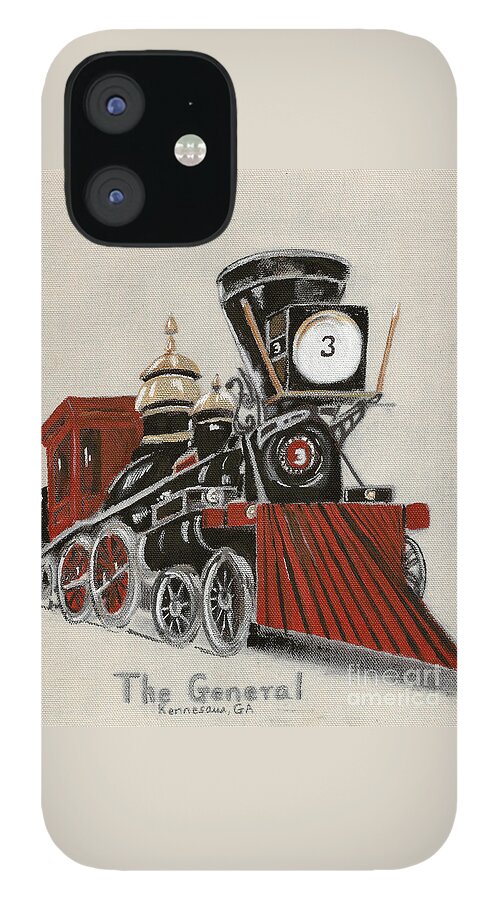 The General iPhone 12 Case featuring the painting Train - The General -Painted by Jan Dappen