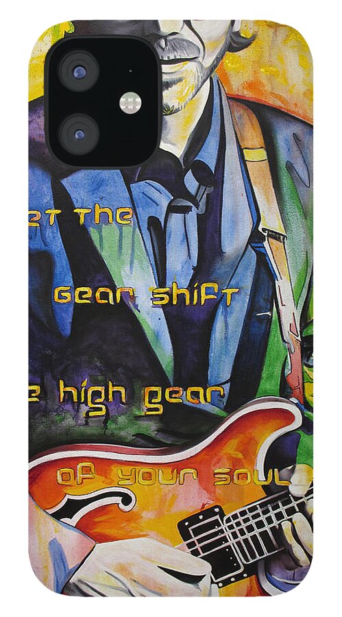 Trey Anastasio iPhone 12 Case featuring the painting Trey Anastasio and Antelope Lryics by Joshua Morton