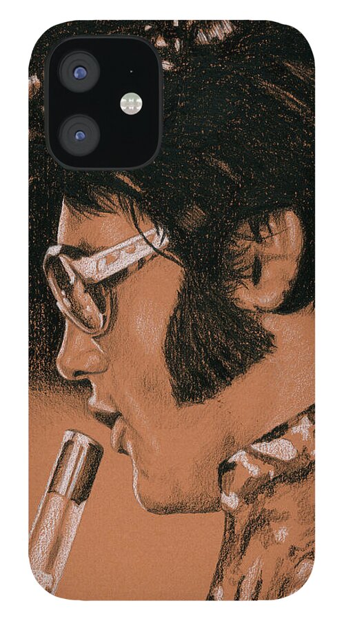 Elvis iPhone 12 Case featuring the drawing TTWII Rehearsals by Rob De Vries