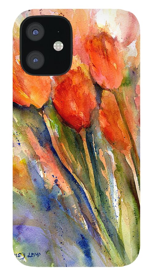 Tulips iPhone 12 Case featuring the painting Tulips on the Way by Christy Lemp