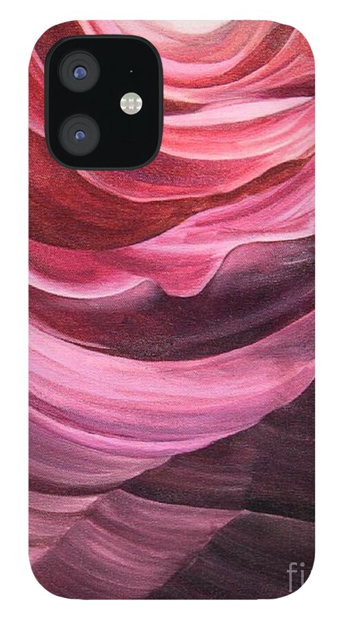 Antelope Canyon iPhone 12 Case featuring the painting Tunnel by Lynellen Nielsen
