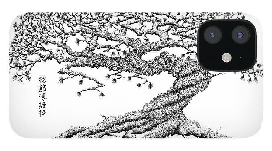 Tree iPhone 12 Case featuring the drawing Twisted Gnarled Black Pine by Robert Fenwick May Jr