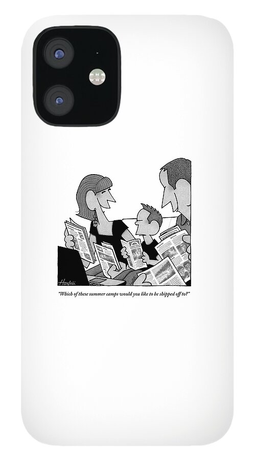 Two Parents And Their Son Sit On A Couch. Each iPhone 12 Case
