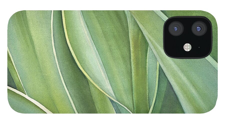 Leaves iPhone 12 Case featuring the painting Unfolding Tulip Leaves by Sandy Haight