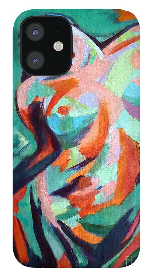 Nude Figures iPhone 12 Case featuring the painting Uplift by Helena Wierzbicki