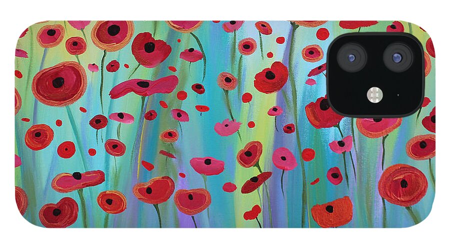 Poppy iPhone 12 Case featuring the painting Vibrant Poppies by Stacey Zimmerman