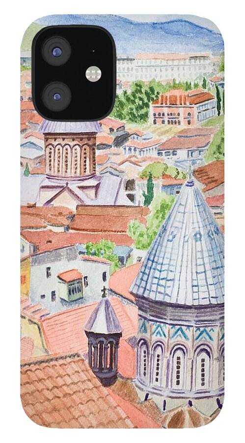 Vera Smith iPhone 12 Case featuring the painting View of Tbilisi-Republic of Georgia by Vera Smith