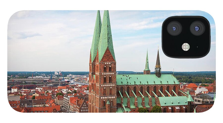 Gothic Style iPhone 12 Case featuring the photograph View To The St. Marys Church, Lubeck by Typo-graphics
