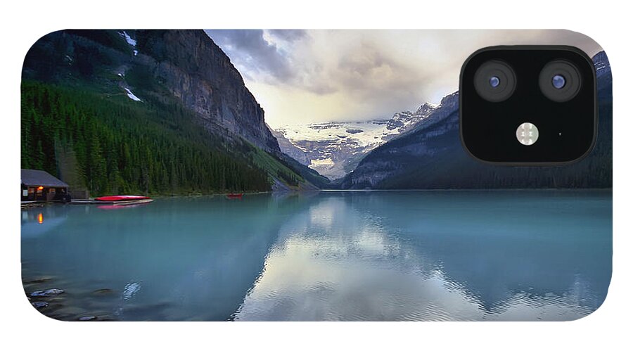 Lake Louise iPhone 12 Case featuring the photograph Waiting for Sunrise at Lake Louise by Teresa Zieba