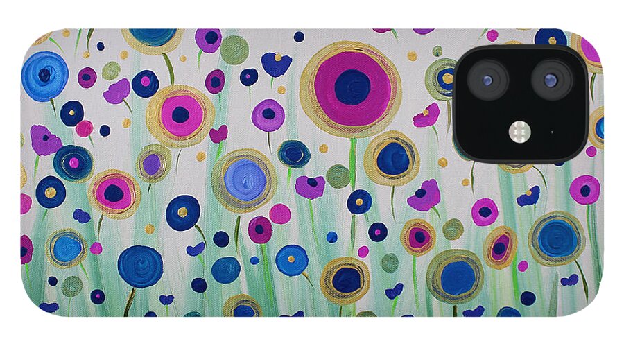 Flowers iPhone 12 Case featuring the painting Waiting for the Sun by Stacey Zimmerman