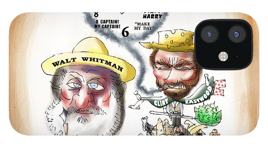 Walt Whitman iPhone 12 Case featuring the digital art Walt Whitman Meets Clint Eastwood by Mark Armstrong