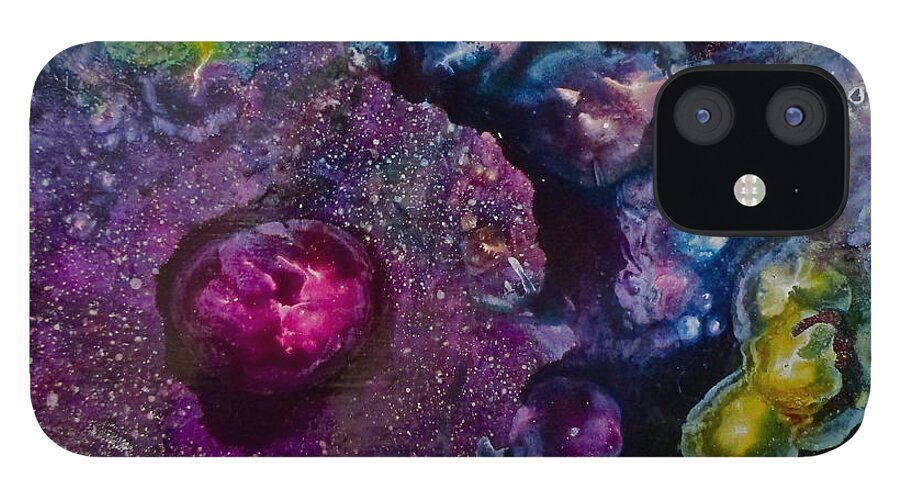 Watery iPhone 12 Case featuring the painting Watery Jewels by Janice Nabors Raiteri