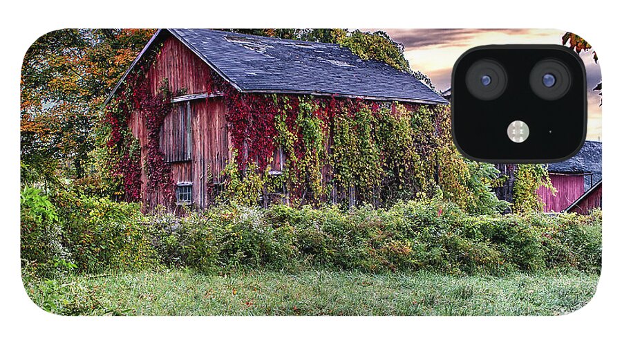 Red Barn iPhone 12 Case featuring the photograph Weathered Connecticut Barn by John Vose