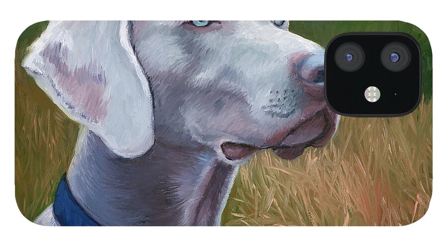Weimaraner Dog iPhone 12 Case featuring the painting Weimaraner Dog by Alice Leggett