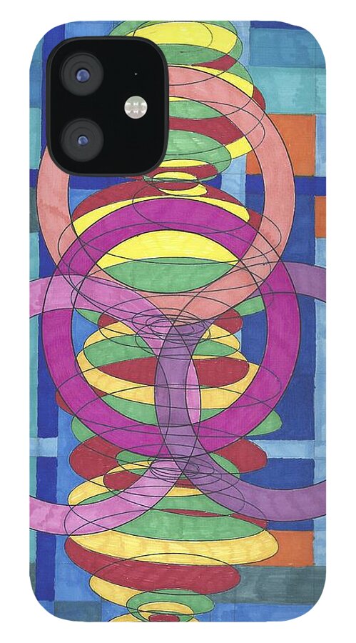 Rings iPhone 12 Case featuring the drawing Where energy and matter meet 2 by Steve Sommers