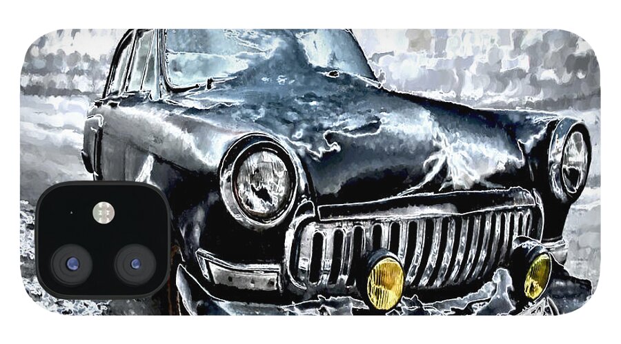 Car iPhone 12 Case featuring the digital art Winter Road Warrior by Pennie McCracken