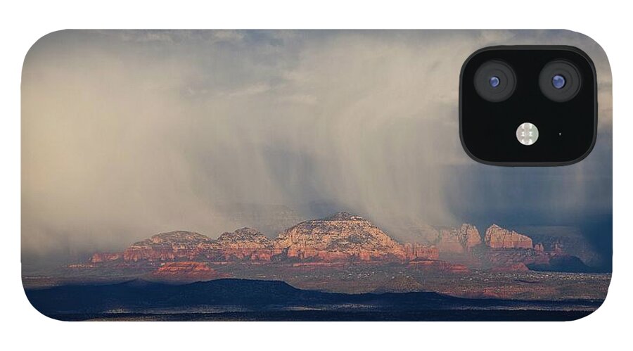 Sedona iPhone 12 Case featuring the photograph Winter Storm approaches Sedona by Ron Chilston