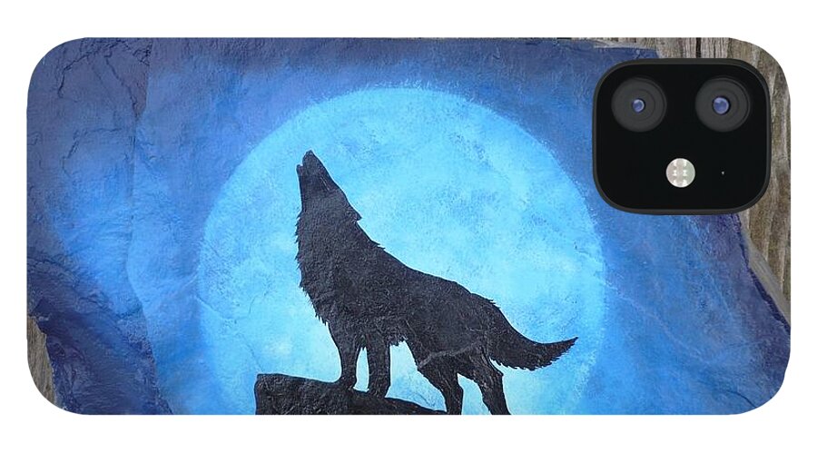 Wolf iPhone 12 Case featuring the painting Wolf Howl2 by Monika Shepherdson