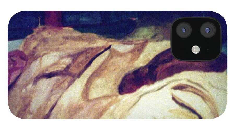 Woman iPhone 12 Case featuring the painting Woman Napping on a Couch by Shea Holliman