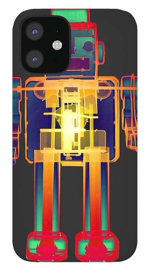 X-ray Art iPhone 12 Case featuring the digital art X-ray Robot BB No.1 by Roy Livingston