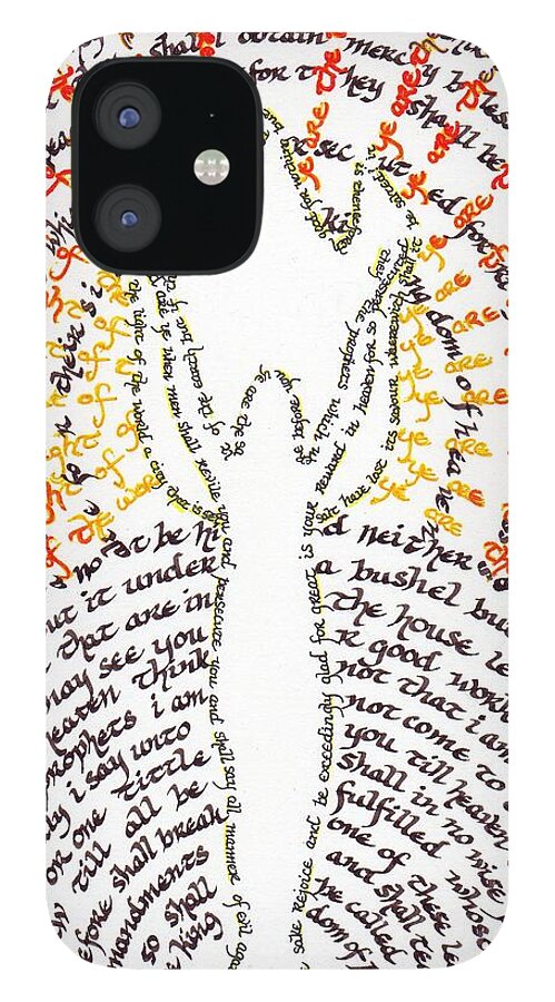 Calligraphy iPhone 12 Case featuring the painting Ye are the light of the world by Hidden Mountain