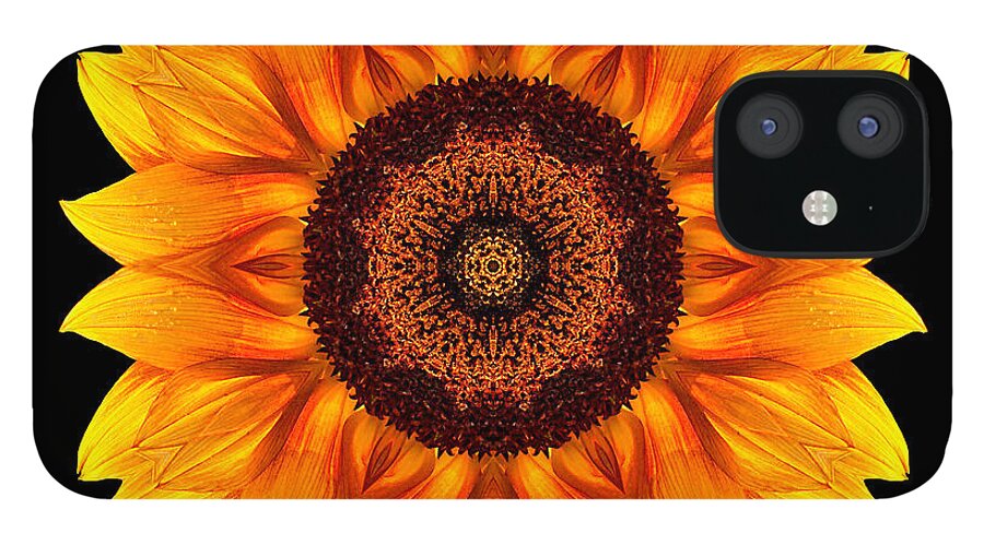 Flower Mandala iPhone 12 Case featuring the photograph Yellow and Orange Sunflower VI Flower Mandala by David J Bookbinder