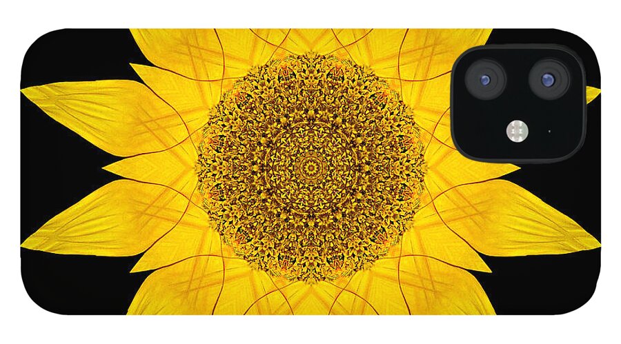 Flower iPhone 12 Case featuring the photograph Yellow Sunflower X Flower Mandala by David J Bookbinder