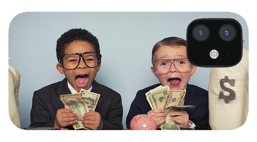 New Business iPhone 12 Case featuring the photograph Young Business Children Make Faces by Richvintage